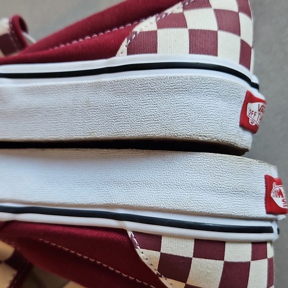 Vans Maroon Checkered Slip Ons - Picture 9 of 14